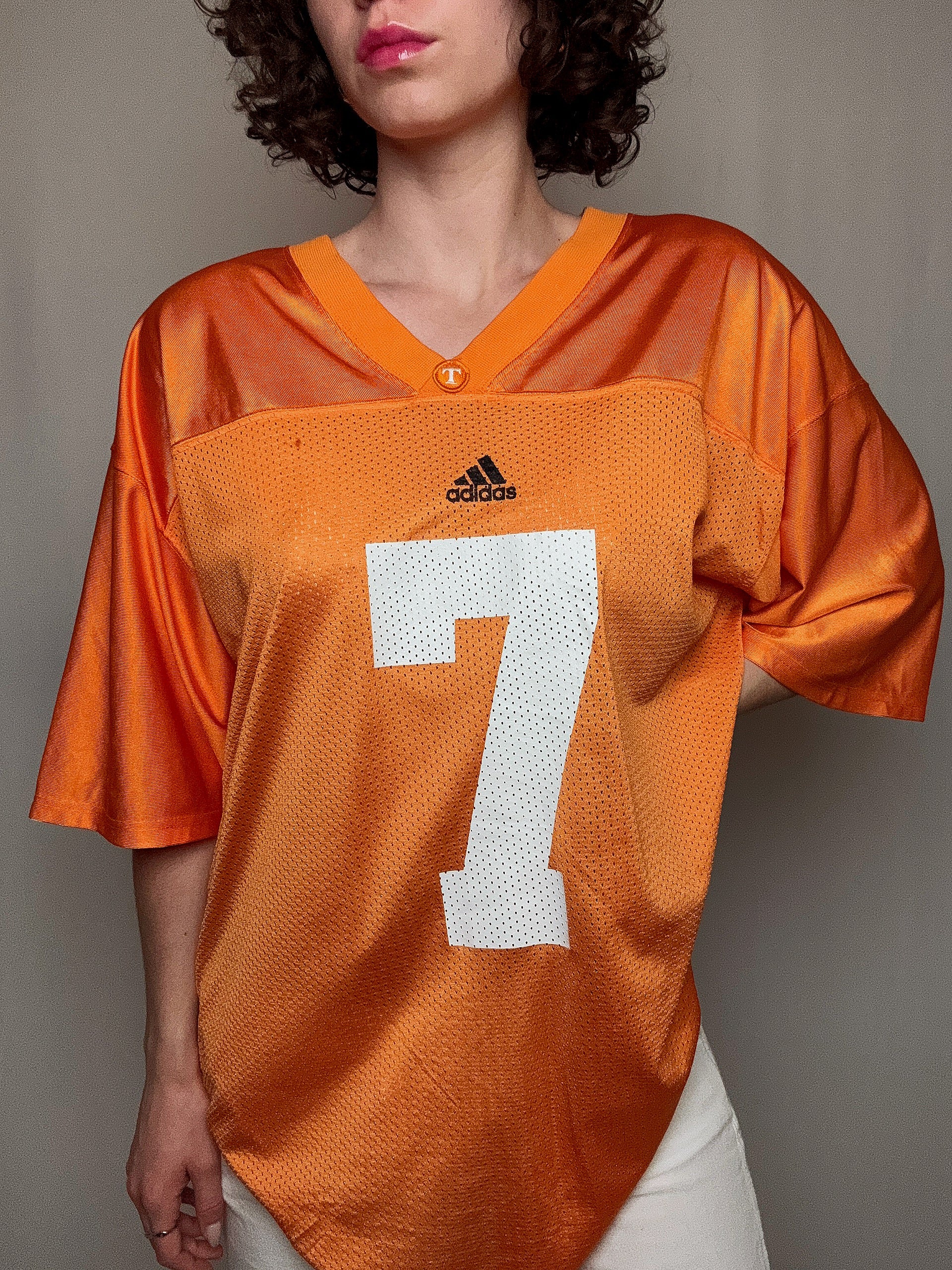 orangefarbenes Adidas Vintage Fußballtrikot XL