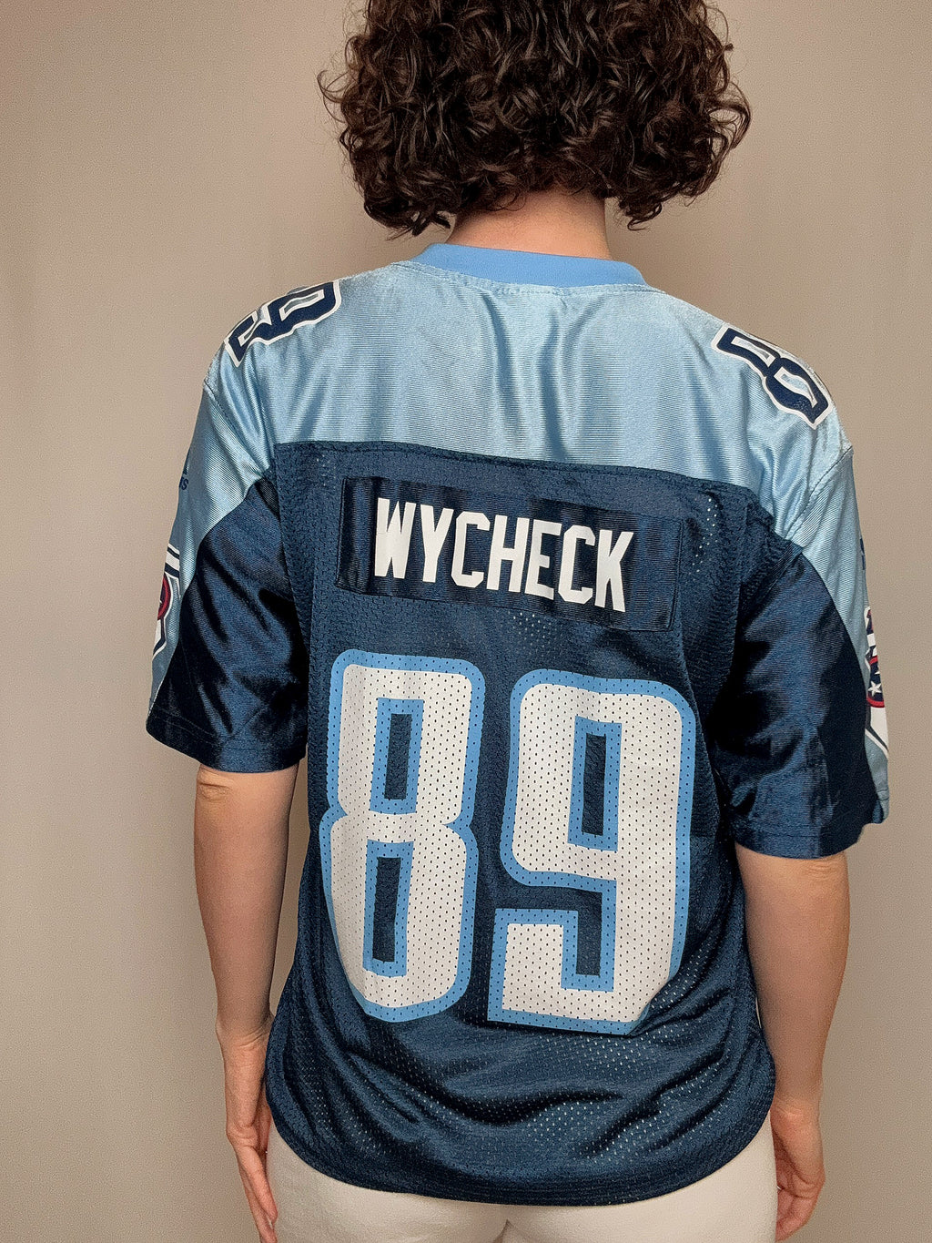 blaues adidas L Vintage-Fußballtrikot