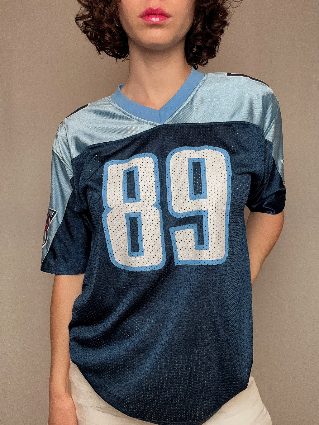 blaues adidas L Vintage-Fußballtrikot