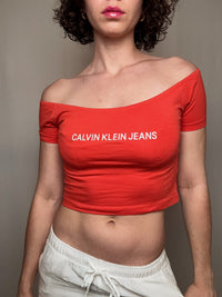 Tshirt crop orange Calvin Klein S vintage