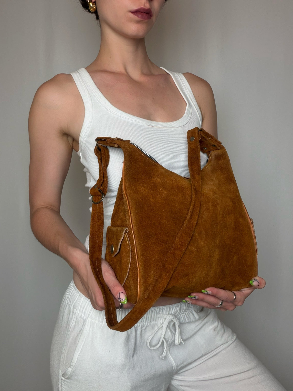 Vintage schwarze Ledertasche mit Schulterriemen