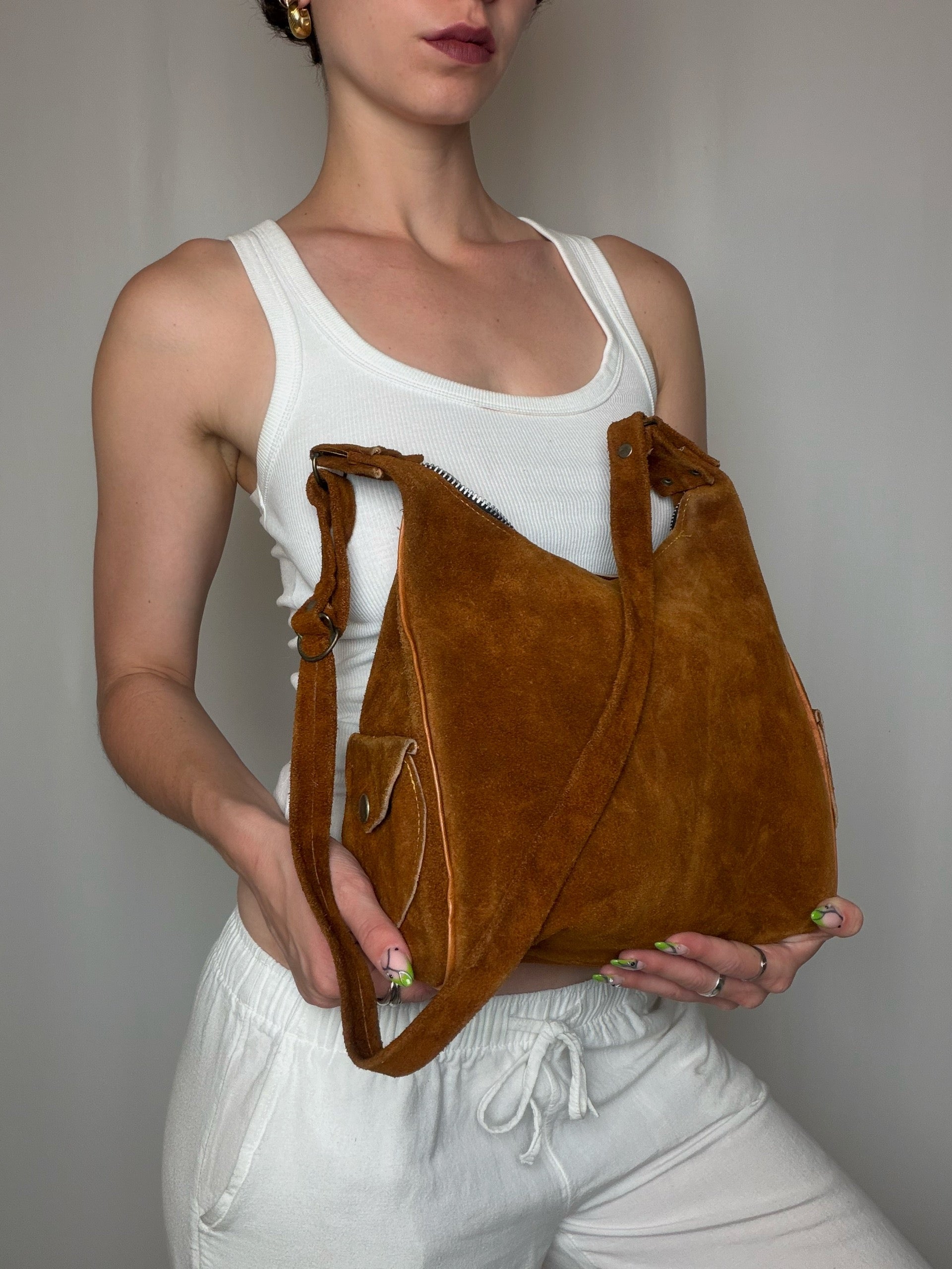 Vintage schwarze Ledertasche mit Schulterriemen