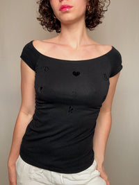 Tshirt détails velours noir Calvin Klein M vintage