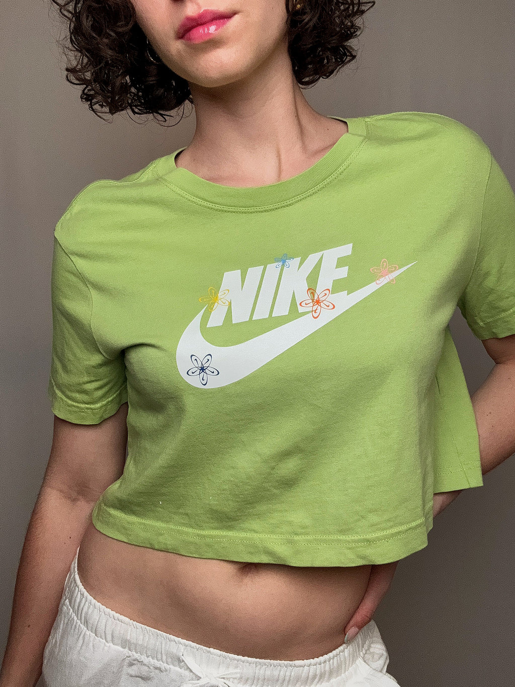 Grünes Nike Cropped T-Shirt XS vintage