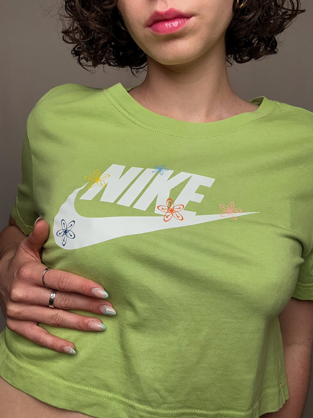 Grünes Nike Cropped T-Shirt XS vintage