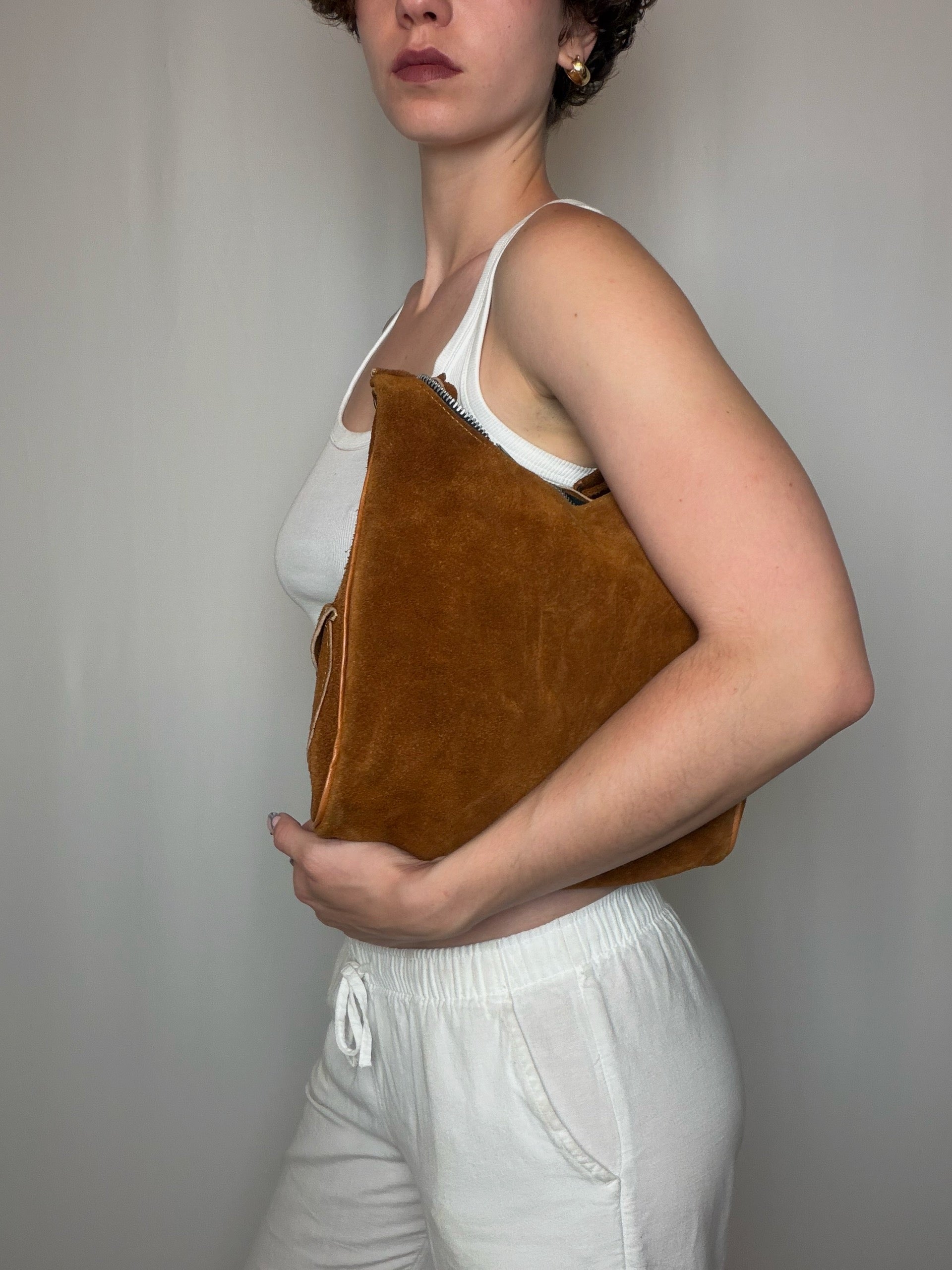 Vintage schwarze Ledertasche mit Schulterriemen