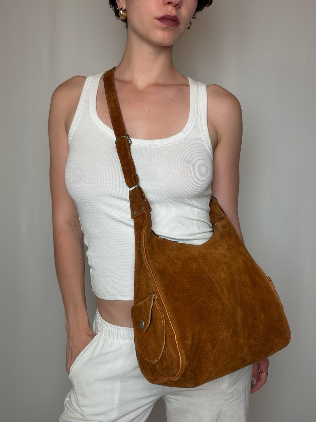 Vintage schwarze Ledertasche mit Schulterriemen