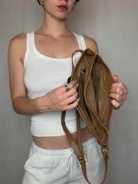 Vintage schwarze Ledertasche mit Schulterriemen