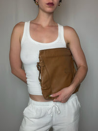 Vintage schwarze Ledertasche mit Schulterriemen