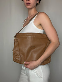 Vintage schwarze Ledertasche mit Schulterriemen