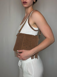 Vintage schwarze Ledertasche mit Schulterriemen