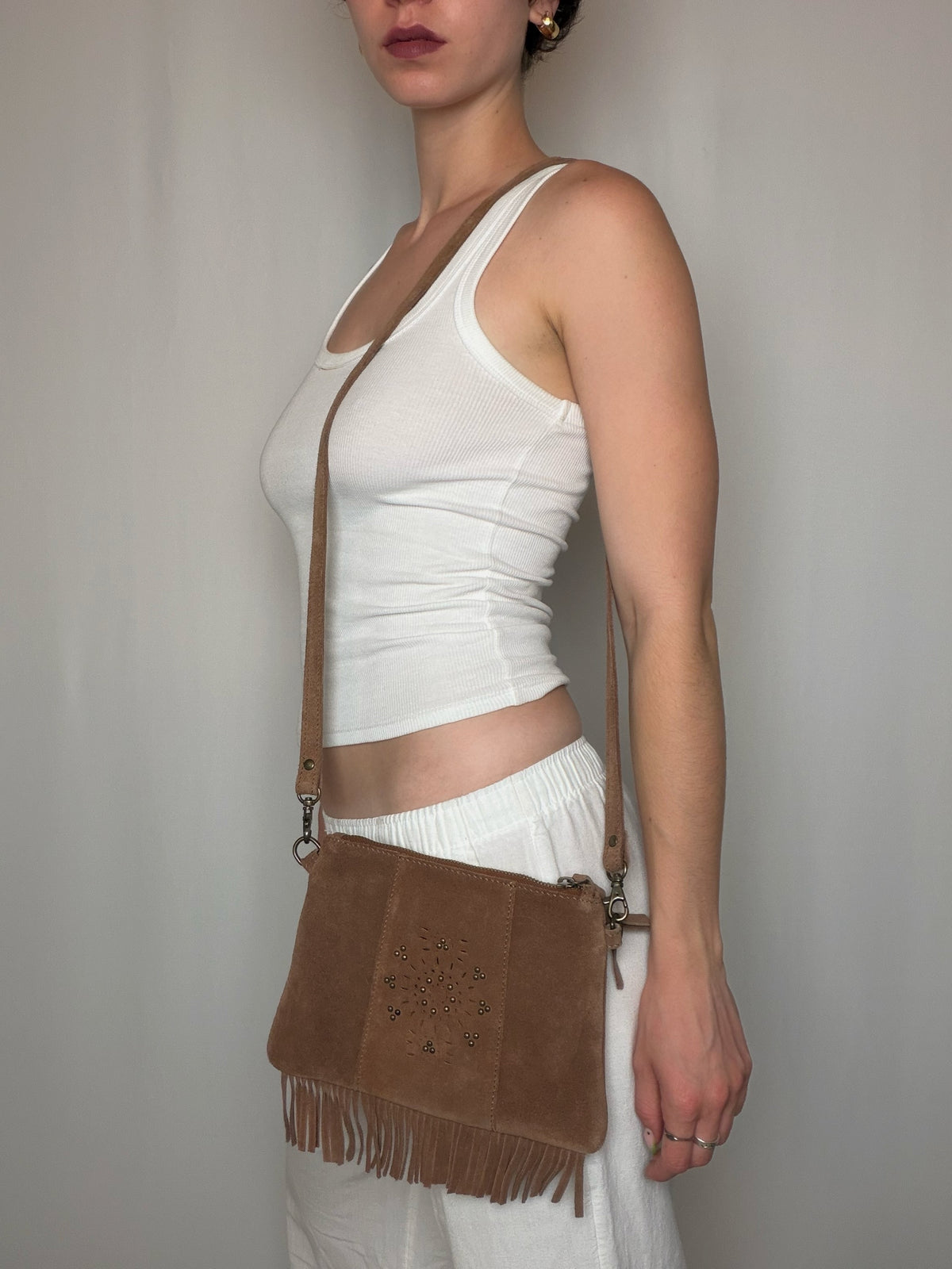 Vintage black leather shoulder bag