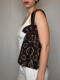 Vintage schwarze Ledertasche mit Schulterriemen