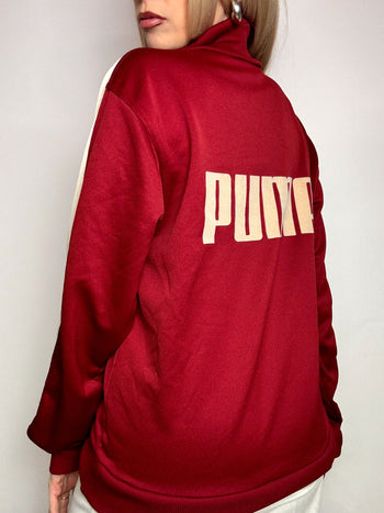 PUMA Vintage Burgundy and Cream Nylon Sweatshirt L