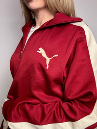 PUMA Vintage Burgundy and Cream Nylon Sweatshirt L