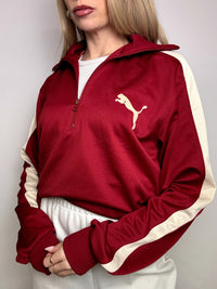 PUMA Vintage Burgundy and Cream Nylon Sweatshirt L