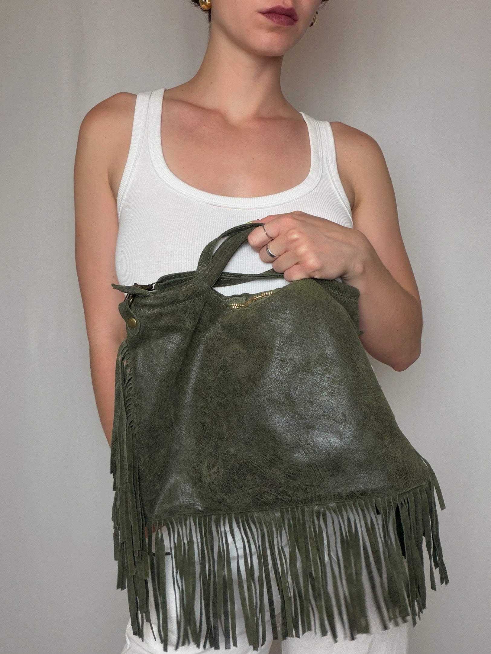Vintage schwarze Ledertasche mit Schulterriemen