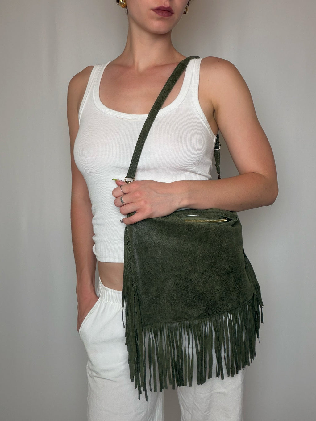 Vintage schwarze Ledertasche mit Schulterriemen