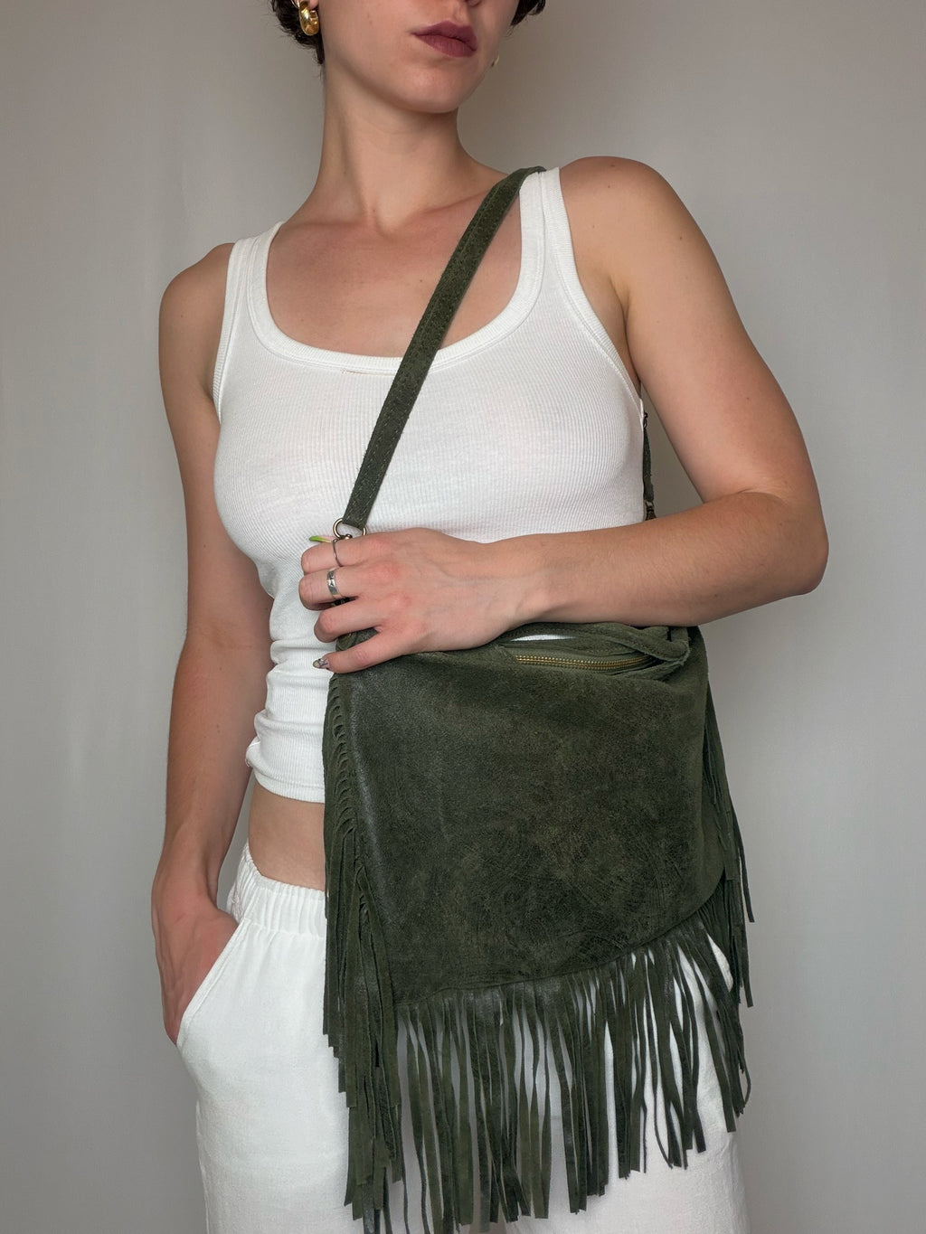 Vintage schwarze Ledertasche mit Schulterriemen