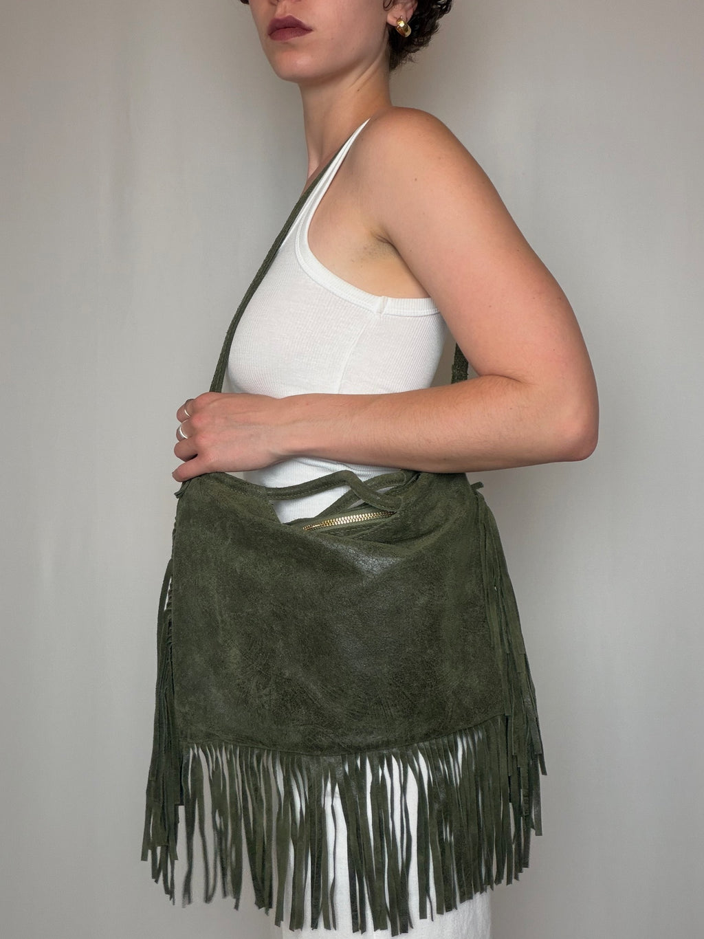 Vintage schwarze Ledertasche mit Schulterriemen