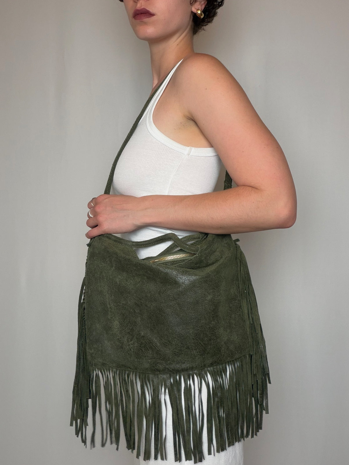 Vintage schwarze Ledertasche mit Schulterriemen