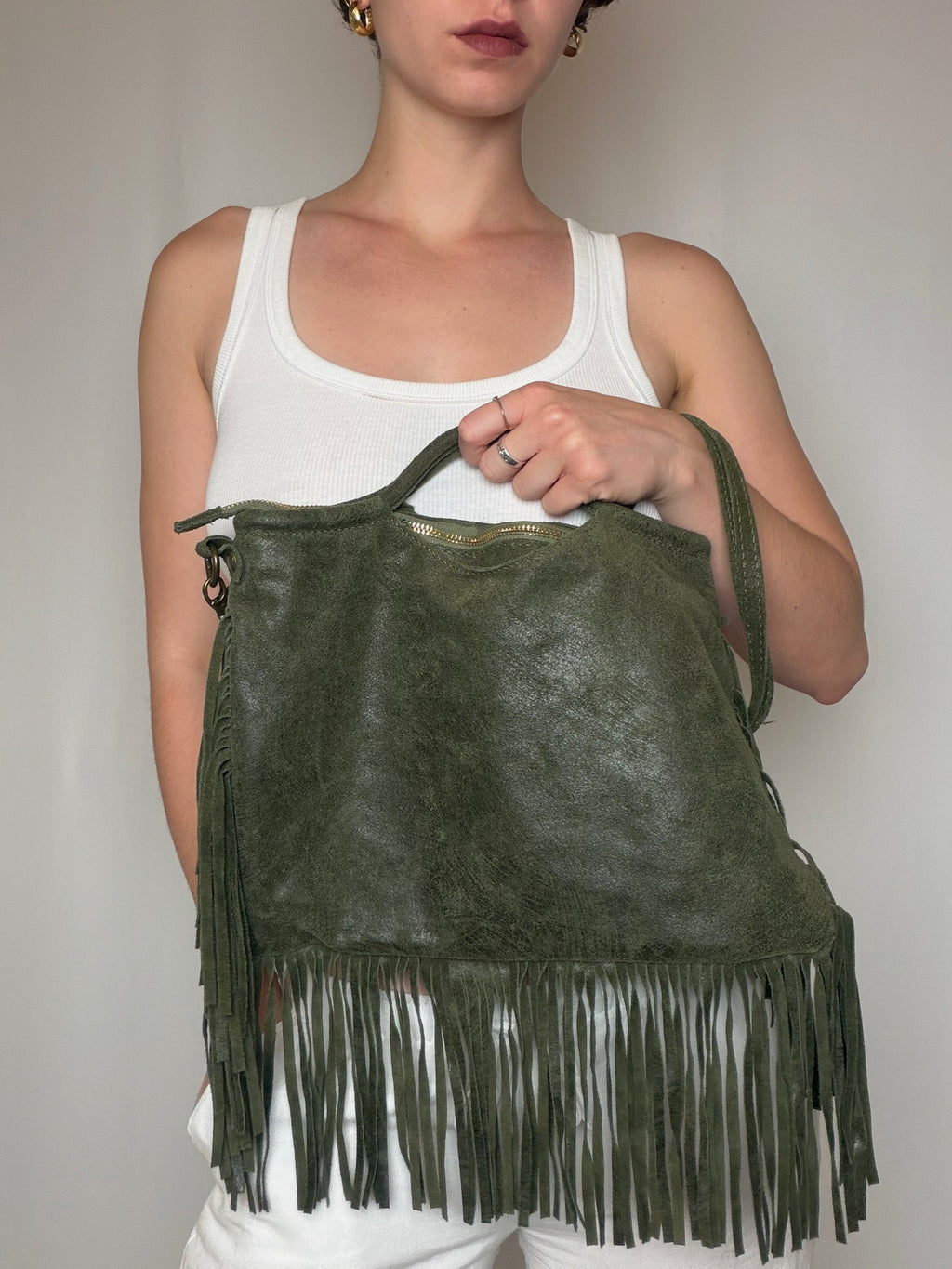 Vintage schwarze Ledertasche mit Schulterriemen