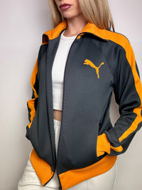 Jacket en nylon grise et orange PUMA M vintage