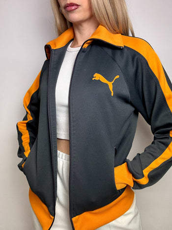 PUMA M Vintage Grey and Orange Nylon Jacket