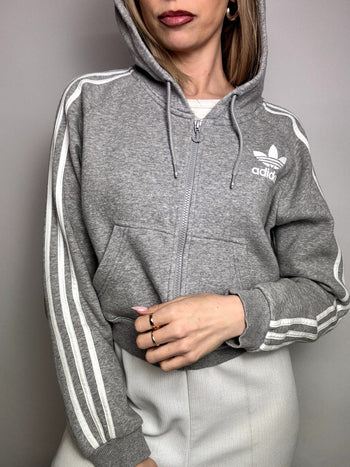 Jacket à capuche crop gris ADIDAS L/XL vintage