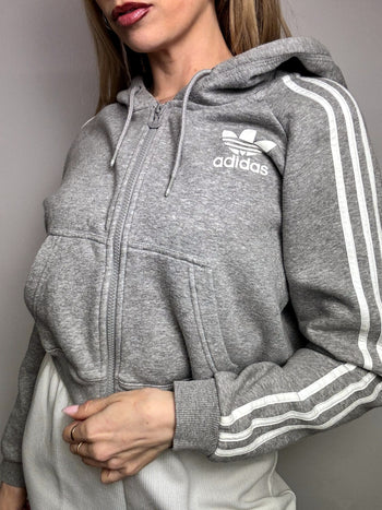 Jacket à capuche crop gris ADIDAS L/XL vintage