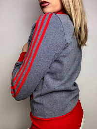 ADIDAS M vintage gray and red fitted jacket
