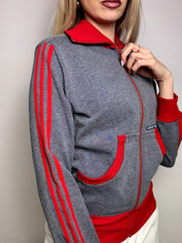 ADIDAS M vintage gray and red fitted jacket