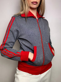 ADIDAS M vintage gray and red fitted jacket