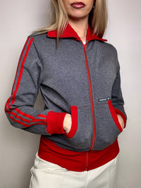 ADIDAS M vintage gray and red fitted jacket