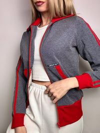 ADIDAS M vintage gray and red fitted jacket