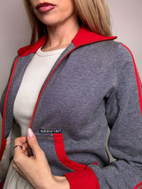 ADIDAS M vintage gray and red fitted jacket