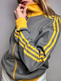Jacket fittée grise et jaune ADIDAS M vintage