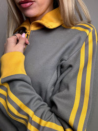 Jacket fittée grise et jaune ADIDAS M vintage