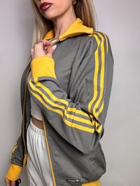 Jacket fittée grise et jaune ADIDAS M vintage