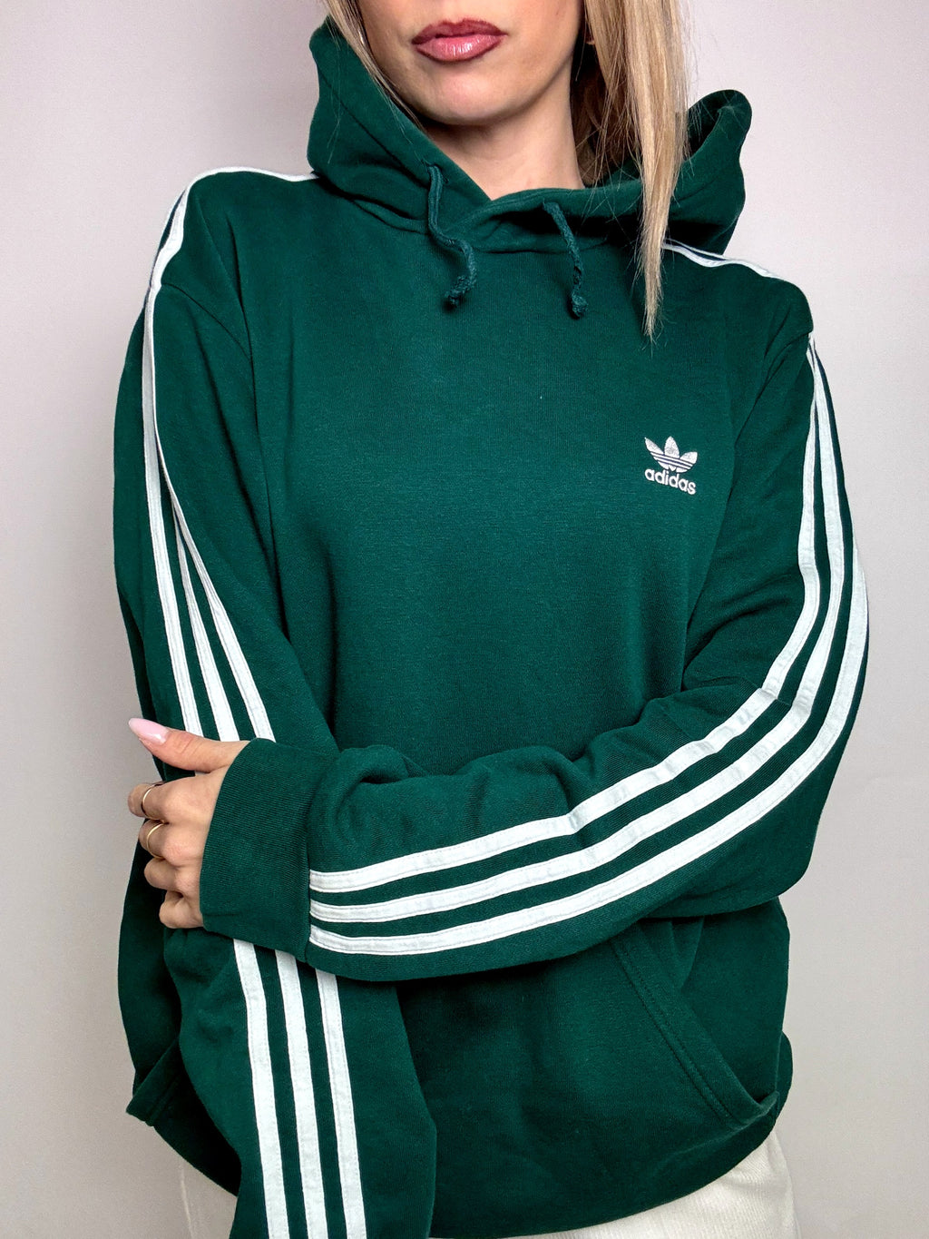 ADIDAS L Vintage Grüner Hoodie