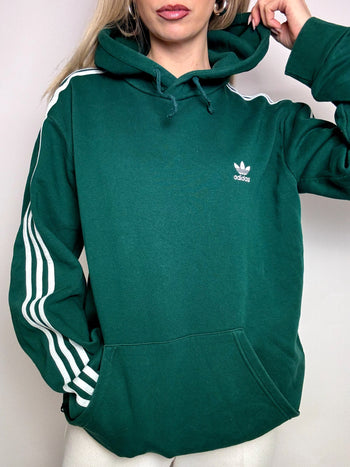 Sweat à capuche vert ADIDAS L vintage