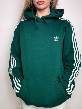 Sweat à capuche vert ADIDAS L vintage