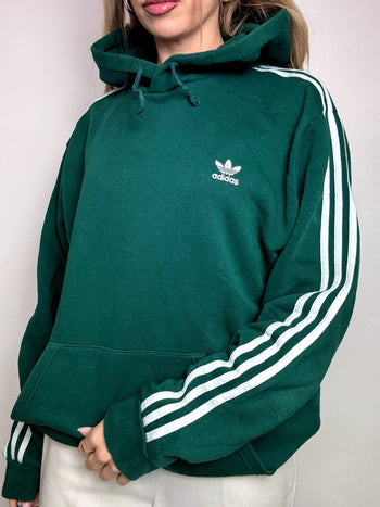 Sweat à capuche vert ADIDAS L vintage