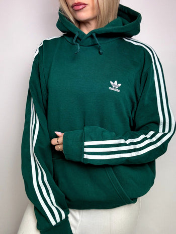 Sweat à capuche vert ADIDAS L vintage