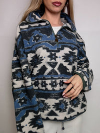 Vintage XL Blue Graphic Thick Fleece