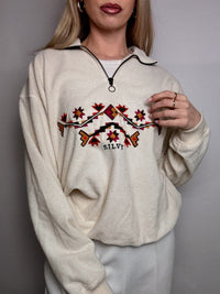 POLARTREK L Vintage Aztec Pattern Cream Fleece