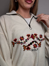 POLARTREK L Vintage Aztec Pattern Cream Fleece