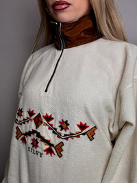 POLARTREK L Vintage Aztec Pattern Cream Fleece