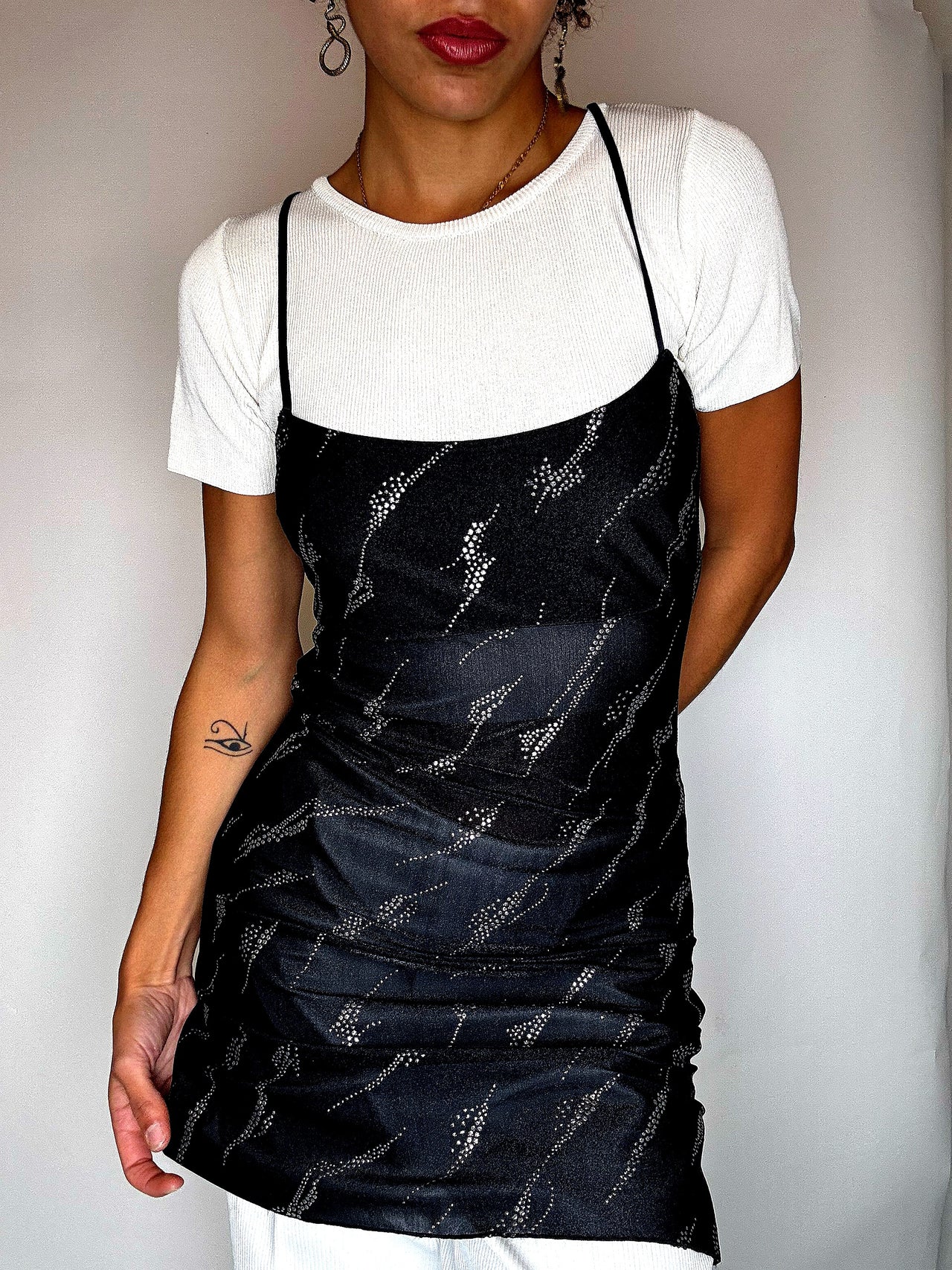 Robe lingerie transparente avec strass S/M vintage