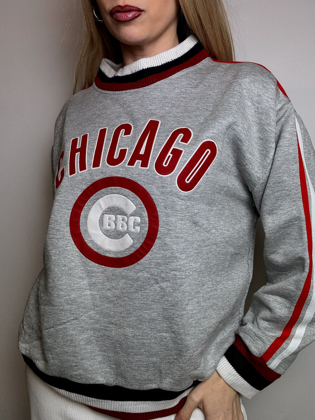 Vintage CHICAGO XL graues Rundhals-Sweatshirt